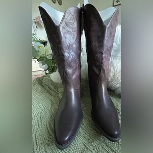 Wild Pair Brown Denise Faux Leather Boots